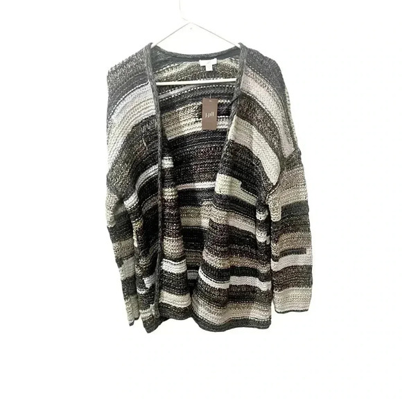 J.Jill Women’s Chunky Knit Open Cardigan Sweater Gray Brown NWT medium Pin - Picture 1 of 7